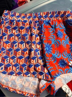 FARM Rio x adidas Red and Blue Athletic Shorts